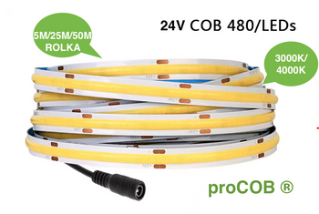 LED strip proCOB® 24V 11W Neutral 480 LED CRI>90-5m ULLS32 proCOB®