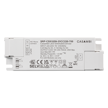 Casambi 25W 1CH NFC Enabled LED Driver (Constant Current) SRP-CS9105N-25CC250-700 Sunricher