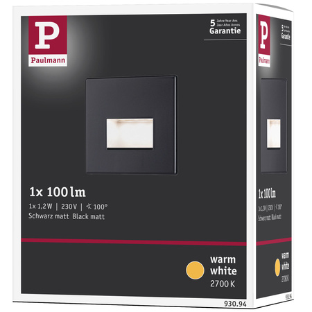 Oprawa przyschodowa EDGE LED kwadrat 1x1,2W 50lm 2700K 230V czarny matowy / tworzywo sztuczne