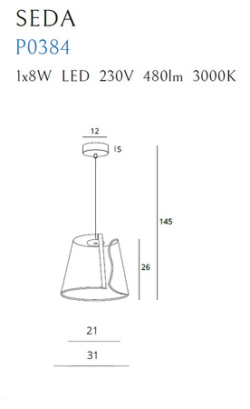 Maxlight Seda P0384 Lampa Wisząca Złota