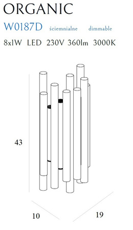 Maxlight Organic Gold W0187D Kinkiet z Funkcją Ściemniania Światła