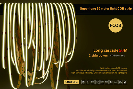 48V COB LED STRIP IP20-20M- 3000K ULLS55