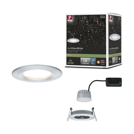 Oprawa do wbudowania NOVA COIN LED DIM stała 6W 470lm 78mm 2700K IP44 230V aluminium PAULMANN PL93497