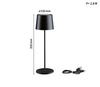 Lampka stołowa akumulatorowa GILO LED DIM USB-C 2.8W 240lm 2700K IP44 czarny mat / metal tworzywo sztuczne PAULMANN PL76996