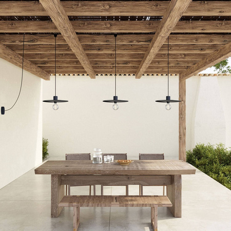 E-Snake EIVA Lampa zewnętrzna IP65 z 3 źródłami światła z podsufitką i kloszami Creative cables BPDE3MDR19-PDE3EL02NESM04DDNER-L