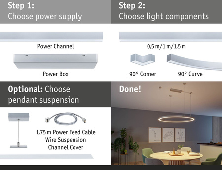 Oprawa liniowa systemu LINION Power Channel LED 17W 1m 3000K IP20 100VA 230V/24V chrom matowy RAL 9006 / aluminium PAULMANN PL98205
