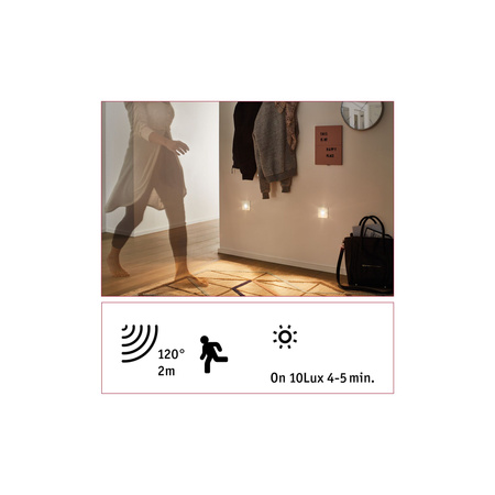 Oprawa przyschodowa WALL LED czujnik ruchu i zmierzchu kwadrat 1.1W 65 lm 2700K 230V biały / tworzywo sztuczne