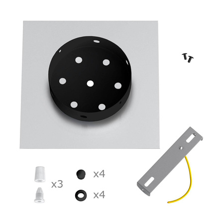 Duża kwadratowa podsufitka maskownica Rose-One, 200 mm, 3 otwory i 4 otwory boczne Creative cables BKROQ203TF-KROVNQ203TF114