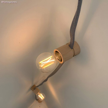 Kabel elektryczny do łańcuchów świetlnych w oplocie błyszczącym ZigZag Biały - Czarny CZ04 Creative cables XZ15CZ04