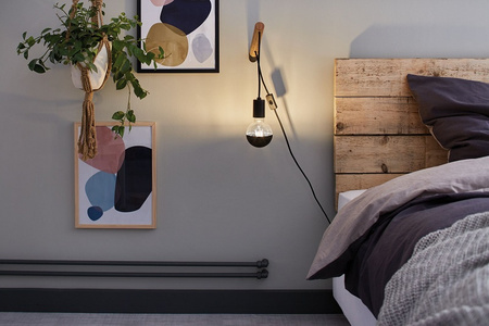 Oprawa ścienna KIAN max. 1x40W E27 230V drewno/czarny drewno/metal