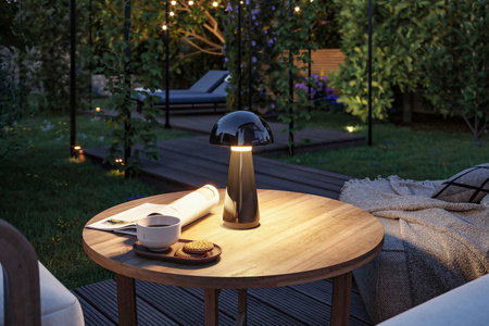 Lampka stołowa akumulatorowa ONZO LED 3-STEP DIM USB-C 2.6W 240lm 2700K IP44 czarny połysk / tworzywo sztuczne PAULMANN PL76994