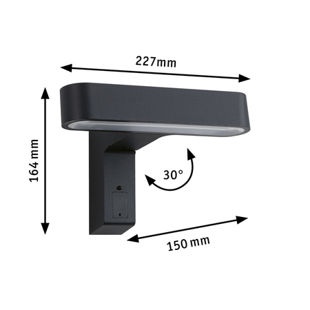 Oprawa elewacyjna ITO LED poziomy IP44 7W 3000K czujnik PIR+ zmierzchu 230V antracyt