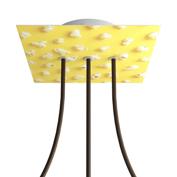 Duża kwadratowa podsufitka maskownica Rose-One, 200 mm, 3 otwory i 4 otwory boczne- PROMOCJA Creative cables BKROQ203LF-PROMO-KROQ203LF203