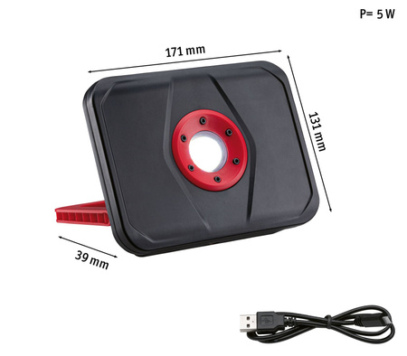 Outdoor Mobile Worklight IP65 5W 440lm 6500K 5V ładanie USB Ściemnialne