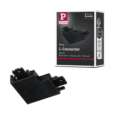 Łącznik szynowy L VEYA system 48V DC czarny matowy / tworzywo sztuczne PAULMANN PL95723