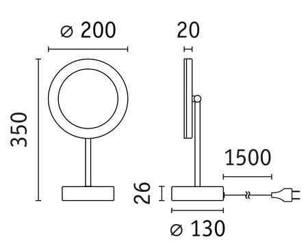 Lusterko kosmetyczne MASUA LED 4W 2700/4000/6500K +wyłącznik IP44 230V czarny matowy / metal