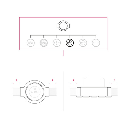Zestaw uchwytów ściennych w stylu francuskim i podstawa do Creative-Tubes z porcelany Creative cables BKPFRAF-KPFRA2FILNER