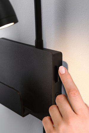 Oprawa ścienna HALINA LED 2.4W 200lm 2700K USB-C 230V czarny mat /metal