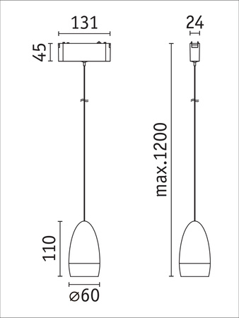 Oprawa zwieszana na szynoprzewód LYROS LED 5W 640lm IP20 3000K 48V DC czarny matowy / aluminium PAULMANN PL95734