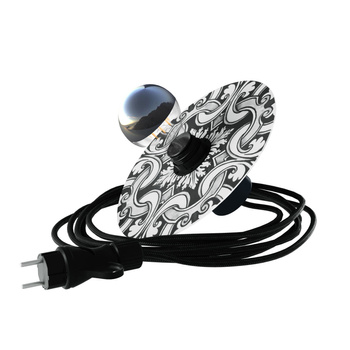 Snake EIVA z płaskim kloszem mini Ellep? "Maioliche", przenośna lampa do użytku zewnętrznego, z wodoodporną oprawką i wtyczką Creative cables BPSEEL02DD24-PSEEL02NESM04DD24MA04-L