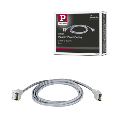 Przewód zasilający systemu LINION LED 1,75m IP20 24V DC szary / tkanina tworzywo sztuczne PAULMANN PL98191