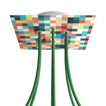 Duża kwadratowa podsufitka maskownica Rose-One, 200 mm, 6 otworów i 4 otwory boczne - PROMOCJA Creative cables BKROQ206F-PROMO-KROQ206F201