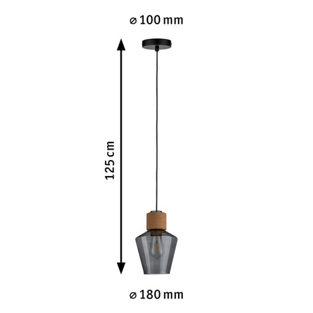 Lampa wisząca Neordic EDLA  max. 1x20W E27 szkło przydymione / korek 230V