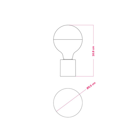 Lampa z widoczną żarówką Kula Silver - waterproof IP44 Creative cables BIP44-E27-1-L-IP44-E27-1-B-L