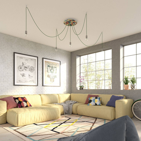 Duża okrągła podsufitka maskownica sufitowa XXL Rose-One, średnica 400 mm, 5 otworów w linii i 4 otwory boczne - PROMOCJA Creative cables BKROR405LF-PROMO-KROR405LF203