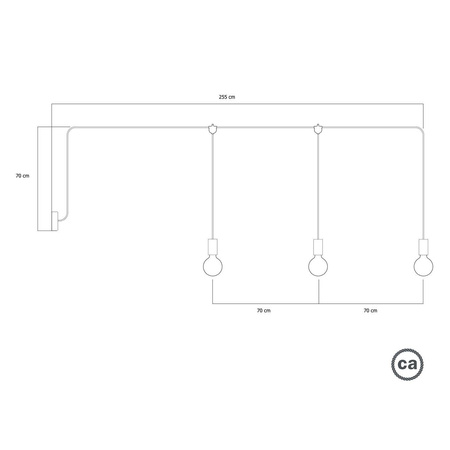 E-Snake EIVA Lampa zewnętrzna IP65 z 3 źródłami światła i podsufitką Creative cables BPDE3MDR17-PDE3EL01GGSN02