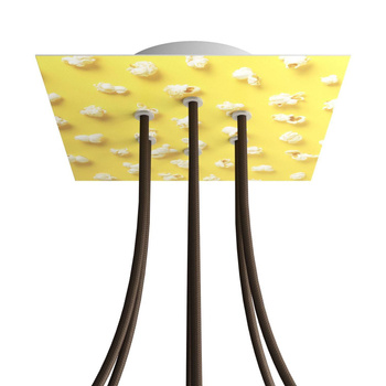 Duża kwadratowa podsufitka maskownica Rose-One, 200 mm, 6 otworów i 4 otwory boczne - PROMOCJA Creative cables BKROQ206F-PROMO-KROQ206F203