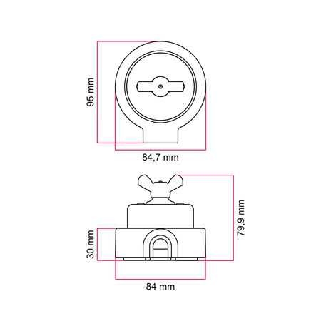 Zestaw przełączników / włączników z nakrętką motylkową i podstawą do Creative-Tubes w białej porcelanie Creative cables BKP079FBIA-KP0791FBIABIA