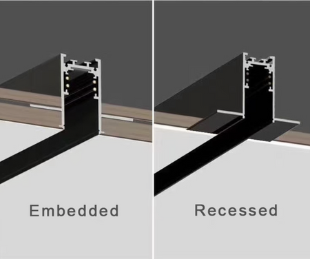 Szyna magnetyczna wpuszczana 48 V do zabudowy G-K – czarna – 2 m