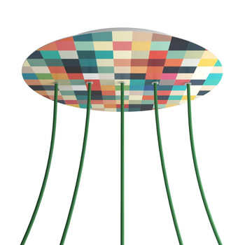 Duża okrągła podsufitka maskownica sufitowa XXL Rose-One, średnica 400 mm, 5 otworów w linii i 4 otwory boczne - PROMOCJA Creative cables BKROR405LF-PROMO-KROR405LF201