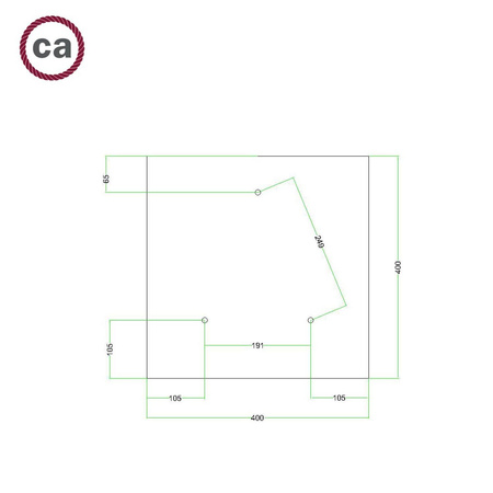 Kwadratowa podsufitka maskownica sufitowa XXL Rose-One, 400 mm, 3 otwory i 4 otwory boczne- PROMOCJA Creative cables BKROQ403TF-PROMO-KROQ403TF203