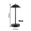Lampka stołowa akumulatorowa PELLINI  LED DIM USB-C 2W 300lm 3000K-6500K IP20 czarny matowy / metal PAULMANN PL71173