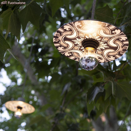 Łańcuch świetlny z systemu Lumet "Maioliche" 10 m z kablem w oplocie, 3 oprawkami i kloszami, haczykiem i czarną wtyczką Creative cables BCATE27N100DD24-CATE27N100CM04DD24MA04-L