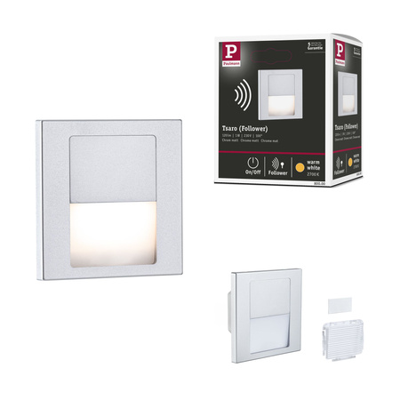 Oprawa przyschodowa TSARO LED kwadrat 1x1,W 80lm 2700K IP20 230V chrom matowy / tworzywo sztuczne PAULMANN PL80000