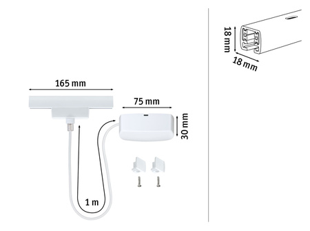 Przewód zasilający URail 1m max.1000W 230V biały RAL9003 / tworzywo sztuczne PAULMANN PL95644