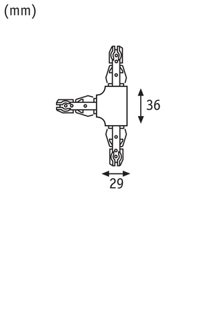 Łącznik szynowy T URail system 230V czarny matowy / tworzywo sztuczne