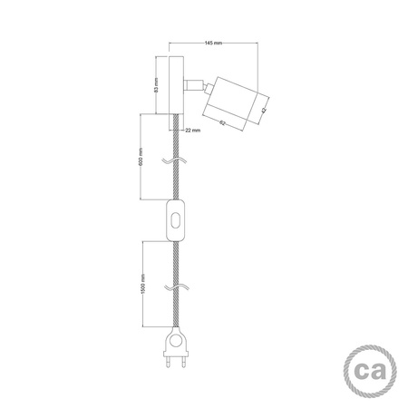 Lampa Spostaluce regulowana metalowy przegub Creative cables B-APM2FC2LMDR-13-APM2FC2LRASTRASEUNERM66-L