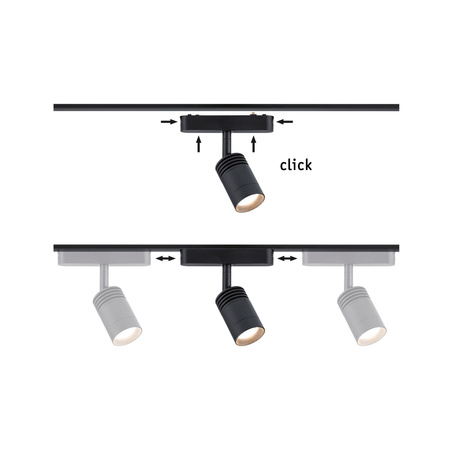 Reflektor na szynoprzewód ZOOM LED 5W 640lm IP20 3000K 48V DC czarny matowy / aluminium PAULMANN PL95732