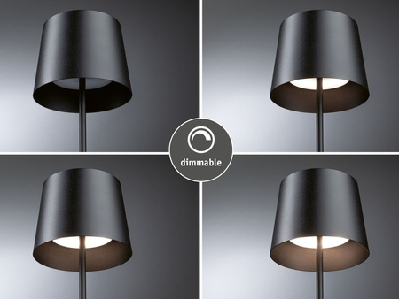 Lampka stołowa akumulatorowa GILO LED DIM USB-C 2.8W 240lm 2700K IP44 czarny mat / metal tworzywo sztuczne PAULMANN PL76996