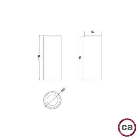 Tub-E14, drewniana tuba do reflektora z oprawką E14 z podwójnym kołnierzem Creative cables BKSPOTLE14-KSPOTLE1401