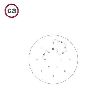 Duża okrągła podsufitka maskownica sufitowa XXL Rose-One, średnica 400 mm, 14 otworów i 4 otwory boczne - PROMOCJA Creative cables BKROR4014F-PROMO-KROR4014F204