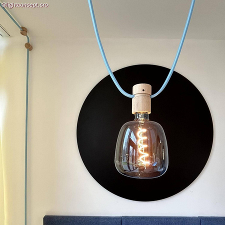 Kabel elektryczny do łańcuchów świetlnych w oplocie błyszczącym Niebieski pastelowy CM17 Creative cables XZ15CM17