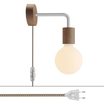 Drewniana lampa Spostaluce z ramieniem w kształcie litery "L" Creative cables B-APL4FC2LNTR-7-APL4FC2L01EXVBOEUBRD63