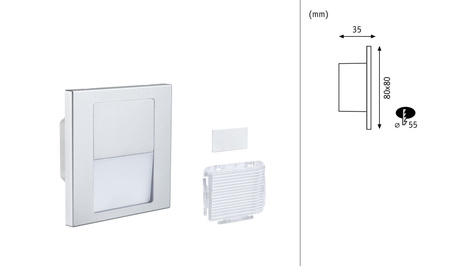 Oprawa przyschodowa TSARO LED kwadrat 1x1,W 80lm 2700K IP20 230V chrom matowy / tworzywo sztuczne PAULMANN PL80000