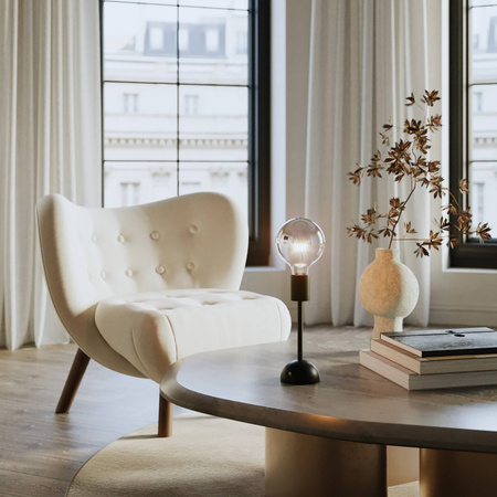 Przenośna i ładowalna lampa Cabless02 ze srebrną półkulistą żarówką Creative cables BCABLESS02-B05-CABLESS02-VN-B05