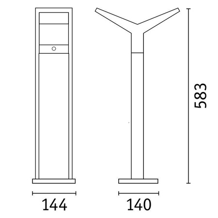 Oprawa ogrodowa JUNTEA LED PIR 2x12.5W 2x800lm 3000K 585mm IP44 230V antracyt / aluminium